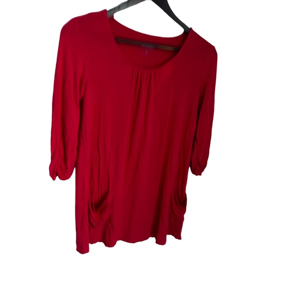 LOGO By Lori Goldstein XL A230417 Pink 3/4 Sleeve Knit Top With Rushed Pockets S - Picture 2 of 2